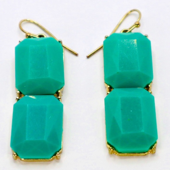 Turquoise Drop Earrings Gold Tone Fashion Statement Earrings For Her - Picture 1 of 2